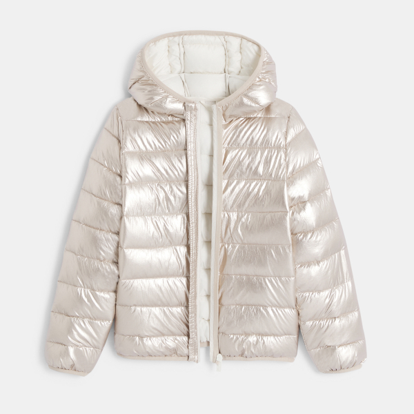 سُترة منفوخة ومبطنة، مع غطاء للرأس، باللون القزحي للفتيات